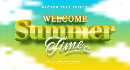 Wall Mural - Welcome summer time editable text style effect. Vector text effect, with summer season event.