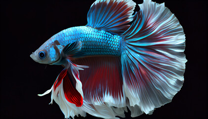 Wall Mural - A view of a nice betta with spot lighting, dark background