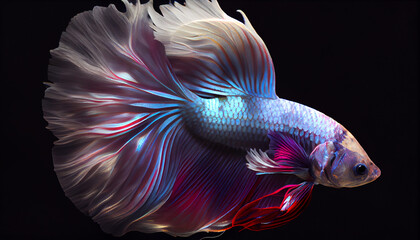 Wall Mural - A view of a nice betta with spot lighting, dark background