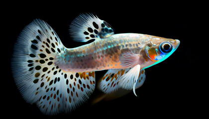 Wall Mural - View of a nice guppy with spot lighting