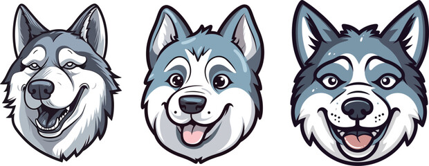 Sticker - Cute husky dog illustration