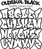Fototapeta Młodzieżowe - Oldskol Black - Graffiti Styled Street Art Cool Kids font, full editable A-Z alphabet