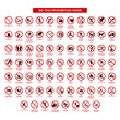 set of iso 7010 prohibition signs on white background