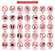set of din 4844-2 prohibition signs on white background
