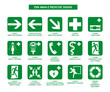 set of din 4844-2 rescue signs on white background