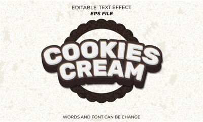 Poster -  cokies cream text effect, font editable, typography, 3d text 