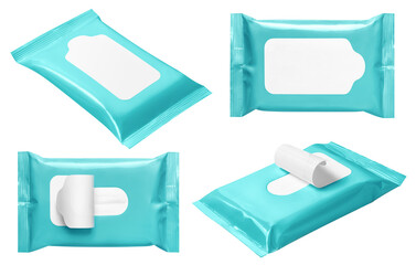 Wall Mural - Set of wet wipes flow packs, cut out