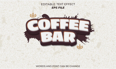 Poster -  coffe bar text effect, font editable, typography, 3d text 