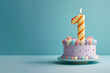 © FP Creative Stock - 1st years birthday cake on isolated colorful pastel background. Generative Ai.