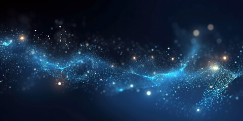 Dark blue and glow particle abstract background