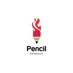 pencil torch fire light logo icon design element symbol, pencil Flame logo illustration