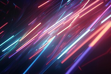 Wall Mural - abstract futuristic background with pink blue glowing neon moving high speed wave lines and bokeh li