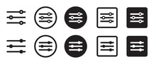 Filter Icon Set For Apps And Website. Sound Or Music Control Pictogram. Custom Filter Ui Button.
