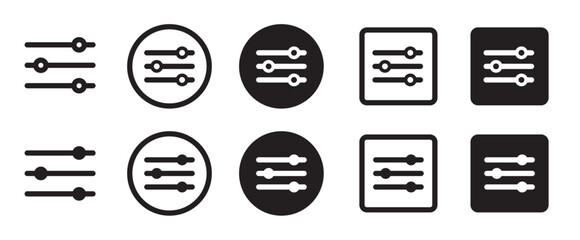 filter icon set for apps and website. sound or music control pictogram. custom filter ui button.