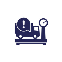 Truck Weight Icon With Warning Sign