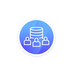 Sticker - User base line icon with a database, vector