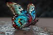 hyperrealistic butterfly in rgb