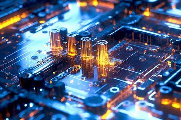 Poster - Generic abstract technology and engineering background illustration. Created with Generative AI technology.