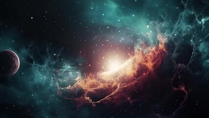 Galaxy and Nebula. Abstract space background. Endless universe with stars and galaxies in outer space. Cosmos art. Motion design.