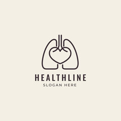 lungs care healthy concept logo anatomy medical design vector