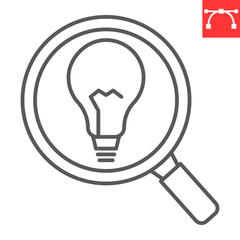 Poster - Finder solution line icon, solution and business , magnifier and lightbulb vector icon, vector graphics, editable stroke outline sign, eps 10.