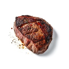 Poster - Delicious Grilled Steak on a White Background Generative AI