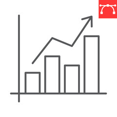 Poster - Success chart line icon, solution and business, growing graph vector icon, vector graphics, editable stroke outline sign, eps 10.