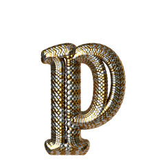 Symbol made of gold and silver like the scales of a snake. letter p