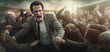 © Delta Amphule - A businessman being attacked by zombies. Apocalyptic dystopian world. Generative AI.