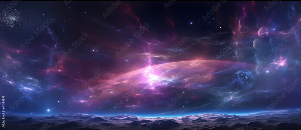 360 Equirectangular Background 360 degree equirectangular projection space background with nebula and ...