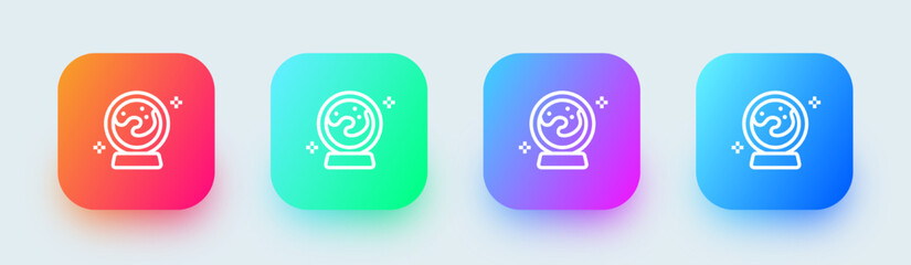 Crystal ball line icon in square gradient colors. Magic sphere signs vector illustration.