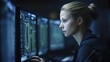 © InfiniteFlow - Aerospace Engineer Young Female Caucasian monitoring the screen. Generative AI AIG22.