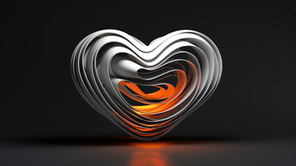 wavy abstract heart shape on dark background 