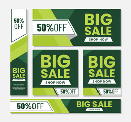 Set big sale banner template flat design