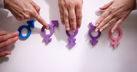 Multiethnic People Holding Different Type Of Gender Sign