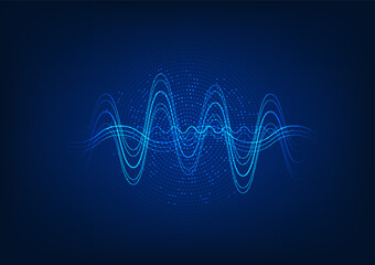 Poster - sound wave technology background the waves overlap in many ways. the back is a gradation point. focu