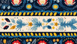 © Eli Berr - Ukrainian national style ornament abstract floral pattern. Collage contemporary hand drawn print