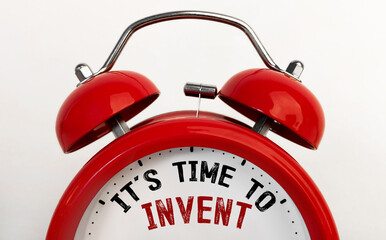 Poster - Red alarm clock with text time to invent