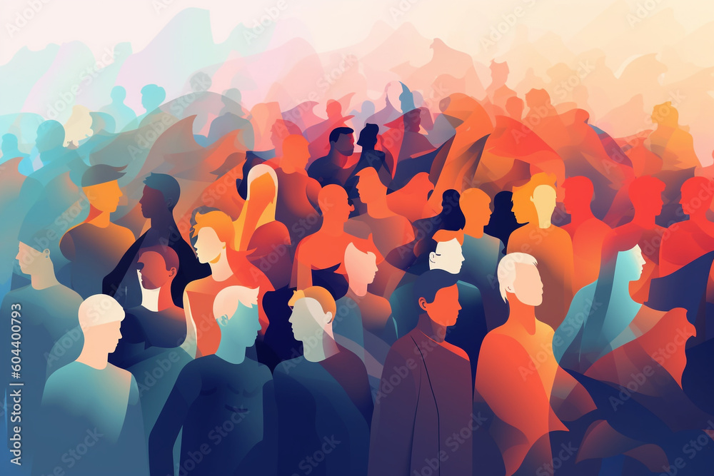 Multiple Crowds Ilustración de Stock Abstract group of crowded colorful people ...