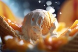 Fototapeta Boho - AI generativa scoop of vanilla ice cream with white chocolate