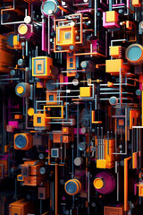 Leinwandbilder -   concept of artificial intelligence through a combination of geometric shapes and vibrant colors,  Generative AI technology.