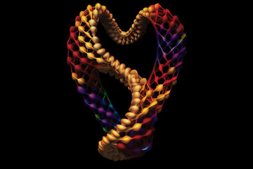 Poster - A digital artwork depicting two DNA strands intertwining and forming a heart shape,  Generative AI technology.