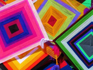 traditional mexican colorful art-ojo de dios