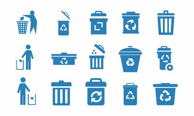 Wall Mural - set of trash vector icon