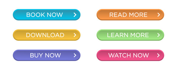 Web button set. Modern material style buttons. Vector illustration.