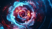 A Spiral Of Blue And Red Colors With A Black Background, Generative Ai