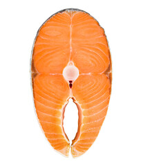 Wall Mural - piece of fresh raw salmon fish on a white background isolated