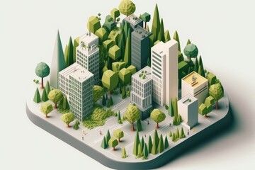 Wall Mural - Isometric sustainable green city power by clean energy. distinct generative AI image.