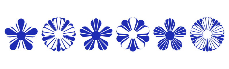 Wall Mural - Collection of blue flowers – Set of decorative flowers or floral ornaments