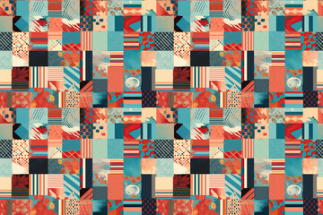 Wall Mural - Patchwork fabric of argentina, concept of Textile crafts, created with Generative AI technology